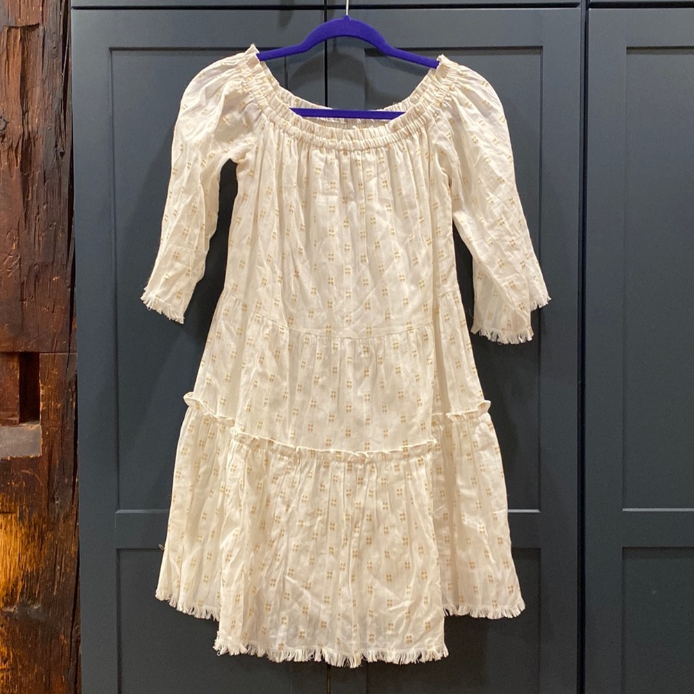 Vineyard Vines size XS white with gold boho dress